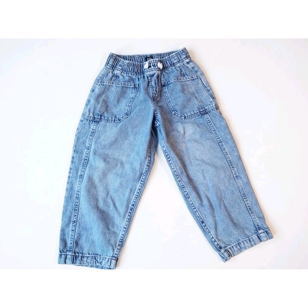 GAP Kids Baggy Barrel Leg Light Blue Denim Jeans Sz Small Working Drawstring